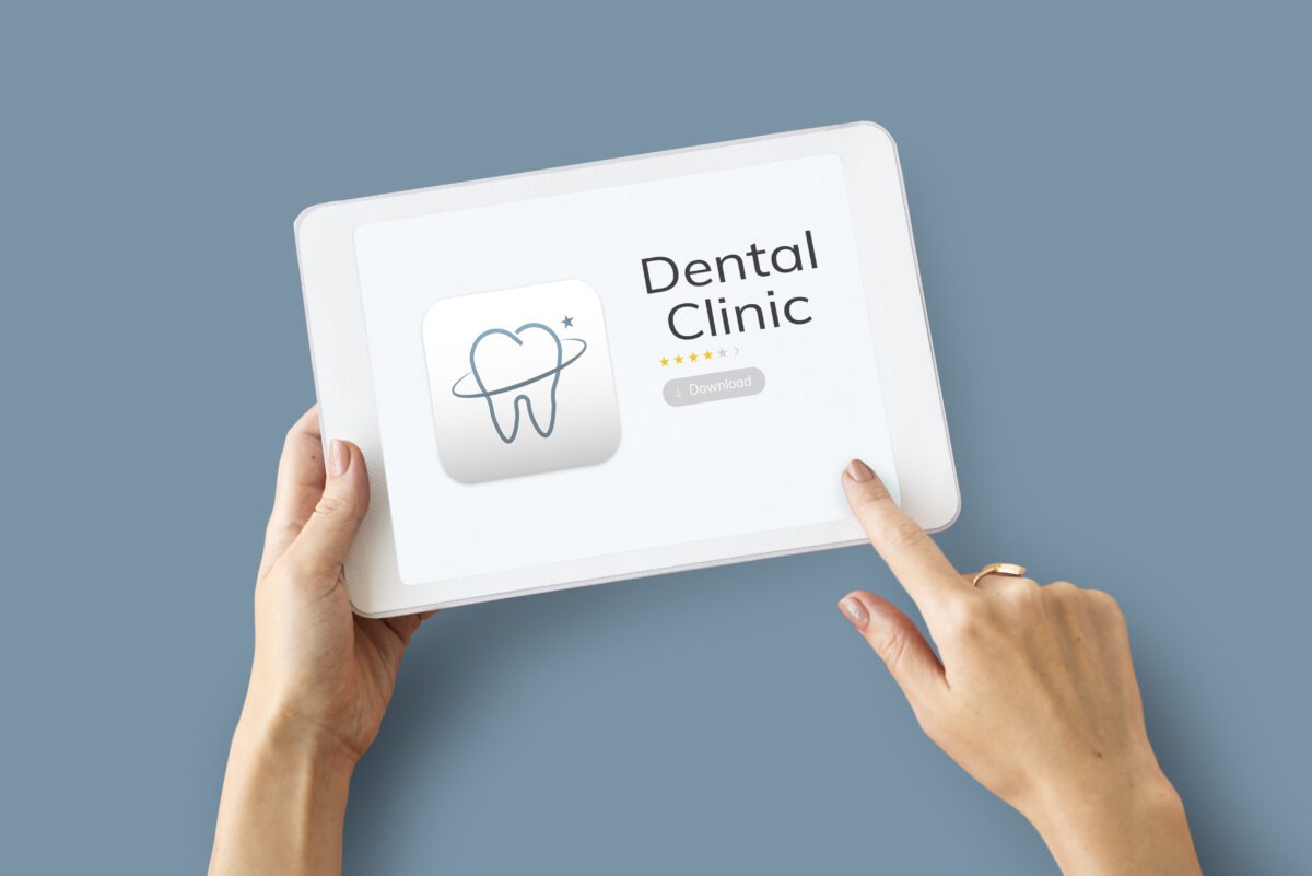 Illustration of dental care application on digital tablet