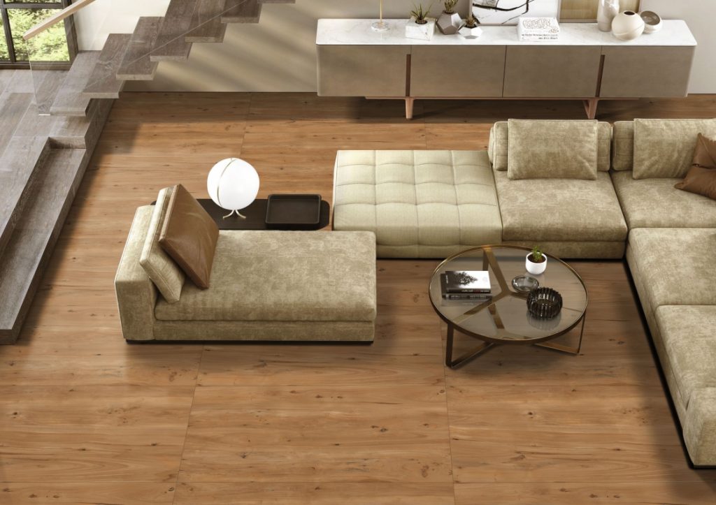 Wood-look tiles for warmth with a modern twist