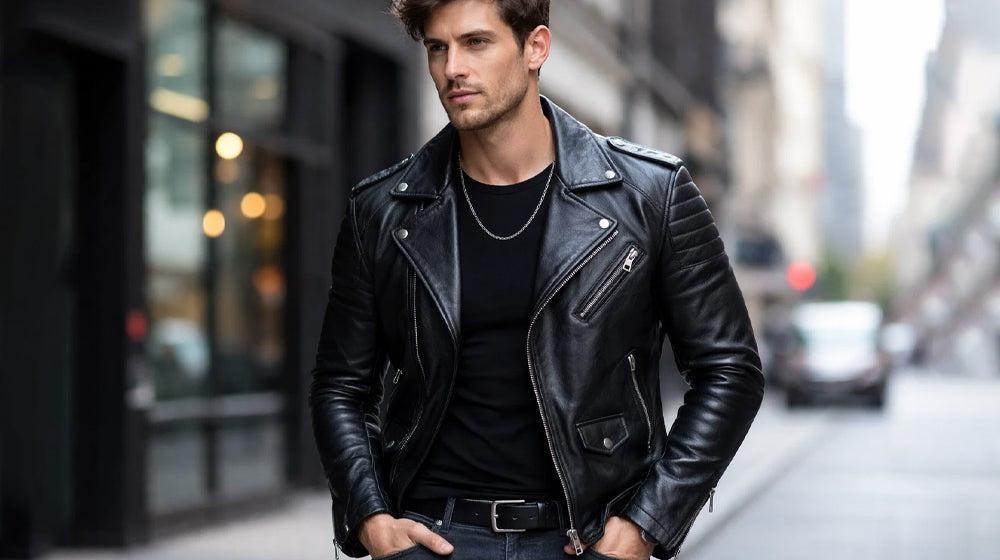 black leather jacket