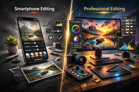 mobile editing vs professional editing