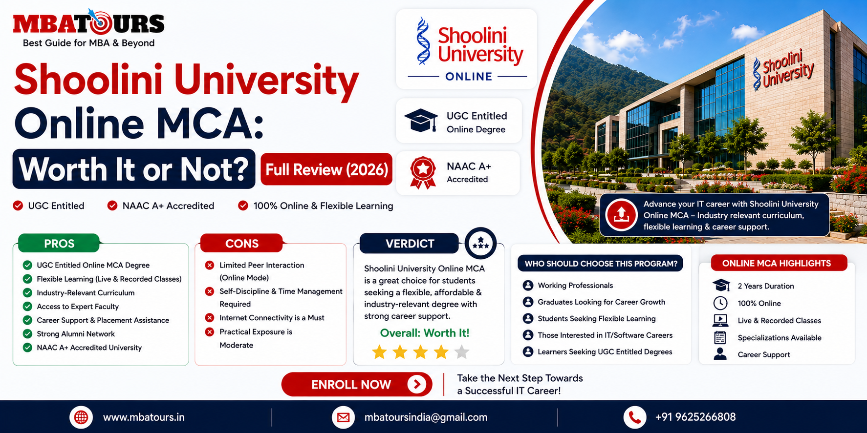 shoolini online mca review 2026
