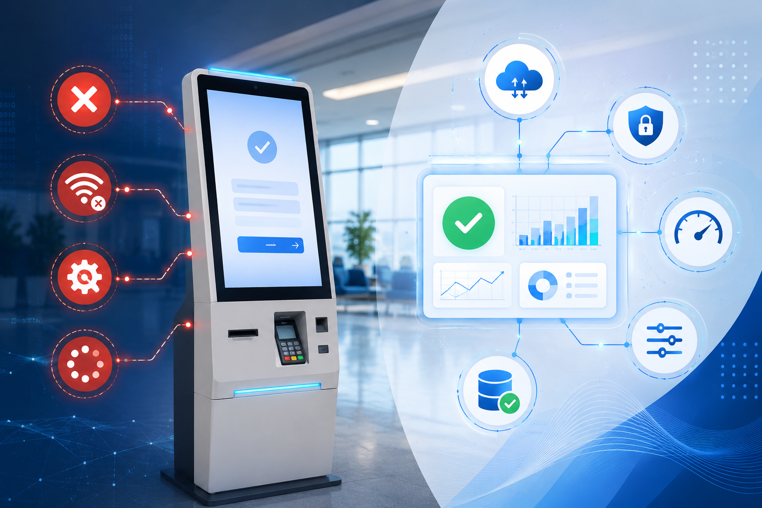 check-in kiosk software failures